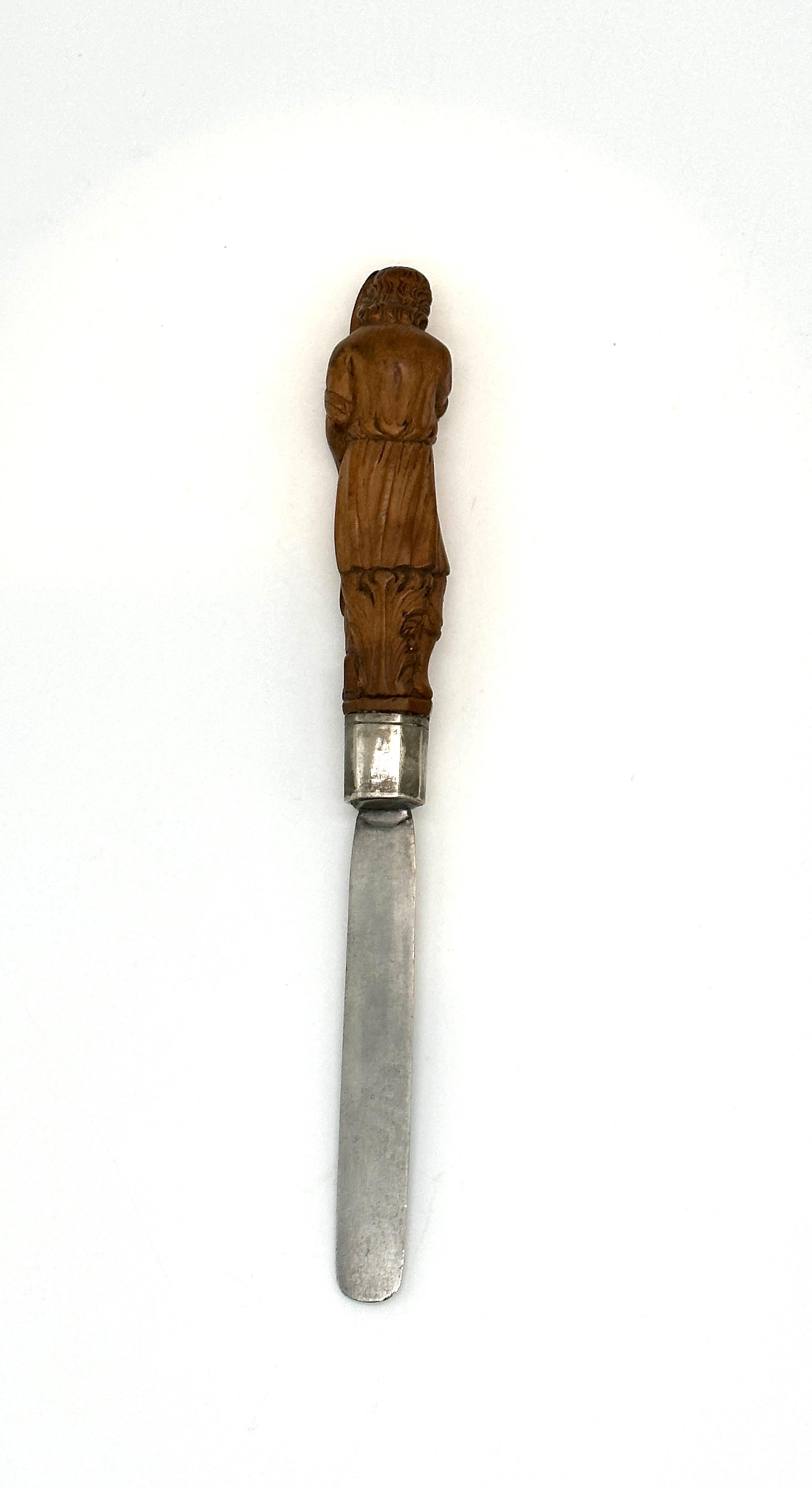 Seltenes italienisches Judaica-Holz-Silber-Cumcision-Messer aus dem 17. Jahrhundert (Handgeschnitzt) im Angebot
