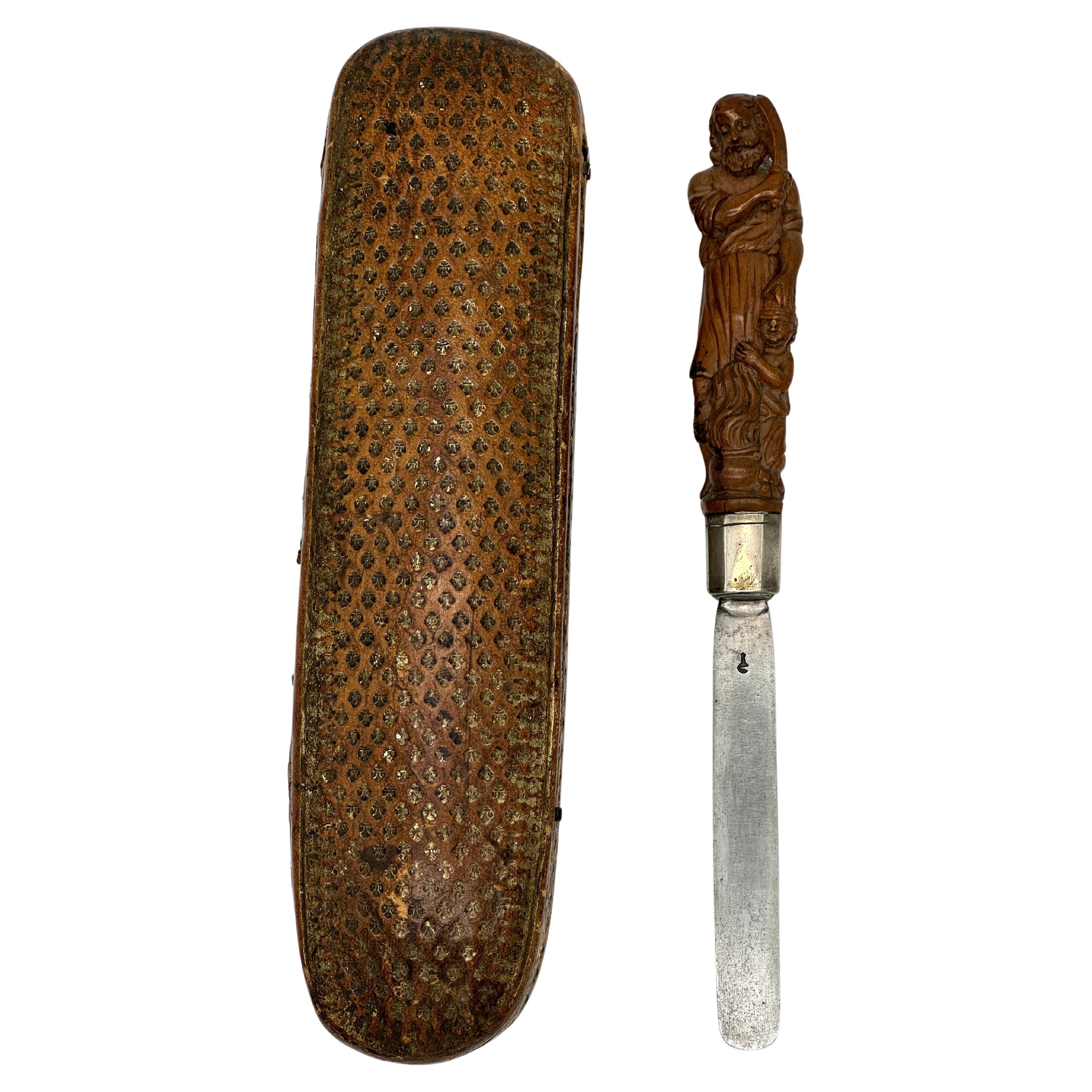 Seltenes italienisches Judaica-Holz-Silber-Cumcision-Messer aus dem 17. Jahrhundert im Angebot