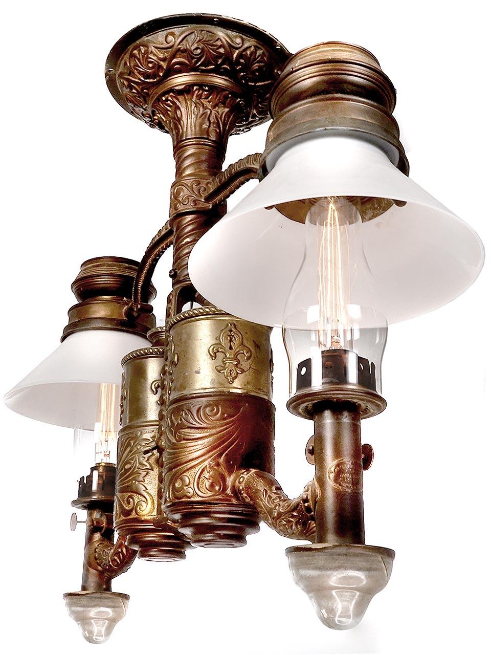 Very Rare 1800s Adams & Westlake Railroad Dining Car Double Chandelier In Good Condition For Sale In Peekskill, NY