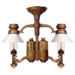Antique Very Rare 1800s Adams & Westlake Railroad Dining Car Double Chandelier