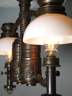 Very Rare 1800s Dayton Railroad Dining Car Double Chandelier