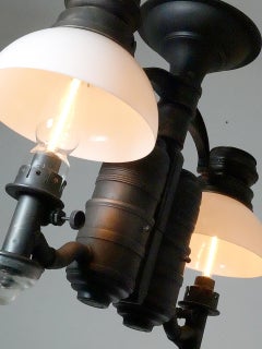 Very Rare 1800s Dayton Railroad Dining Car Double Chandelier