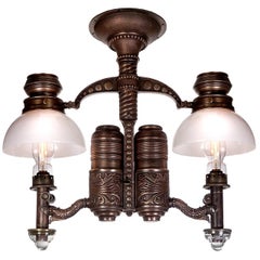 Very Rare 1800s Dayton Railroad Dining Car Double Chandelier