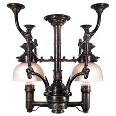 Very Rare 1800s Hicks and Smith Railroad Dining Car Center Lamp