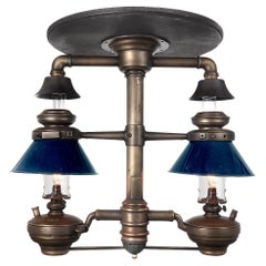 Very Rare 1800s Norfolk and Western Railroad Dining Car Double Chandelier