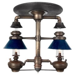 Très rare lustre double de salle à manger de Norfolk et Western Railroad des années 1800