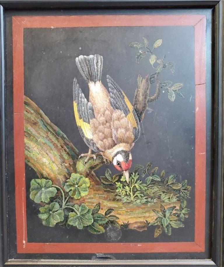 Very Rare 18th Century Micro Mosaic Depicting a Goldfinch Bird For Sale 3