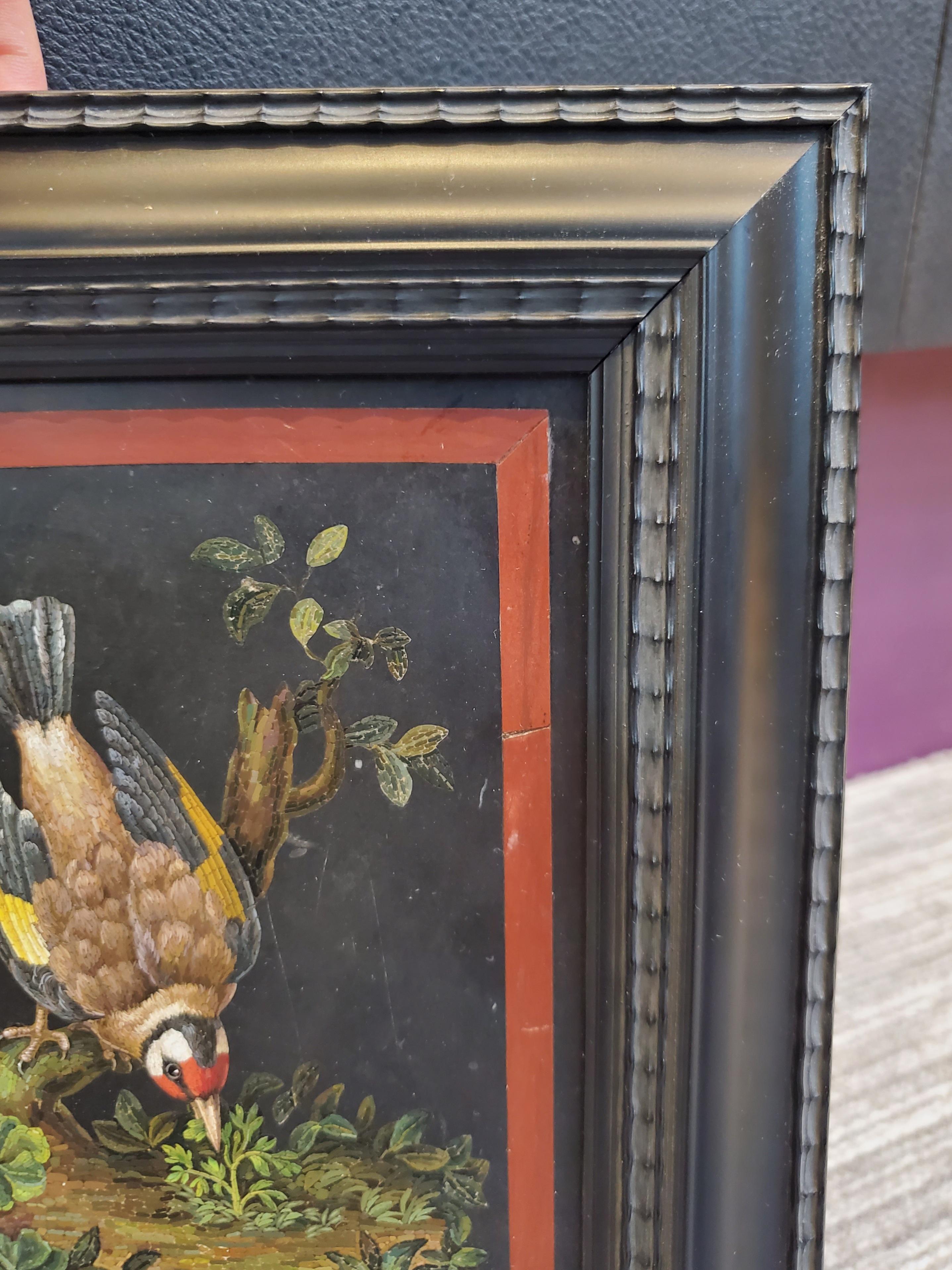 Very Rare 18th Century Micromosaic Depicting a Goldfinch Bird For Sale 1