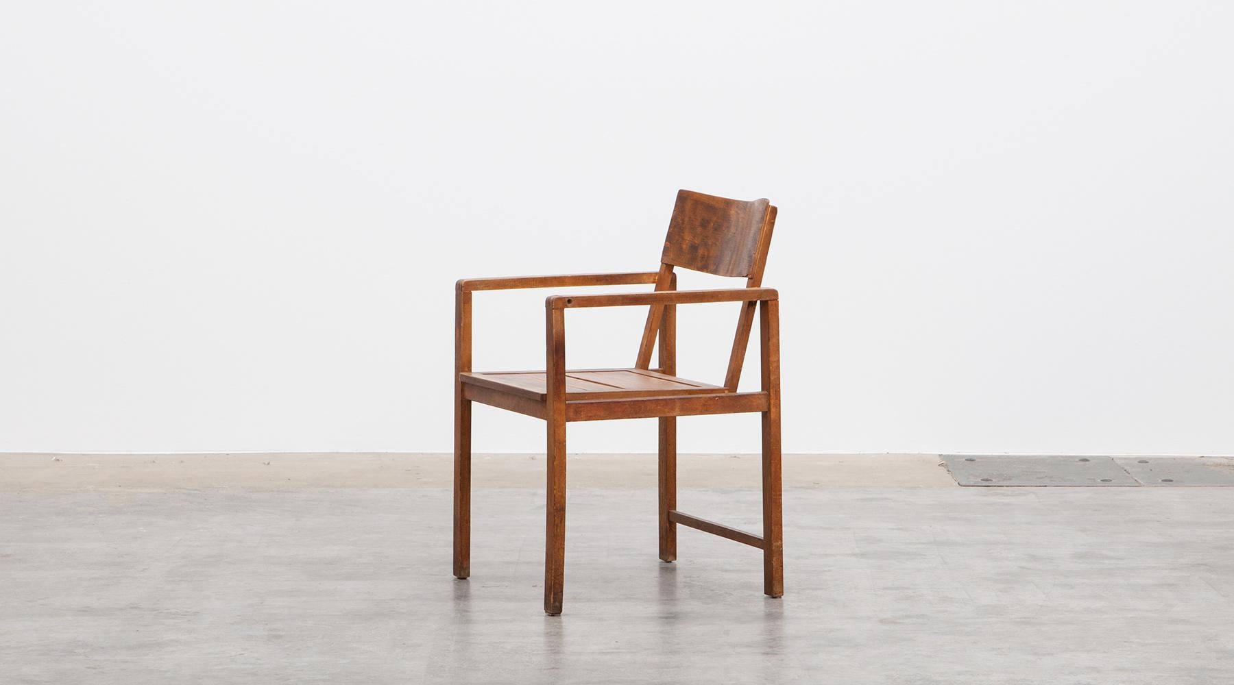 Bauhaus Very Rare 1920s Brown Beech Chair by Erich Dieckmann