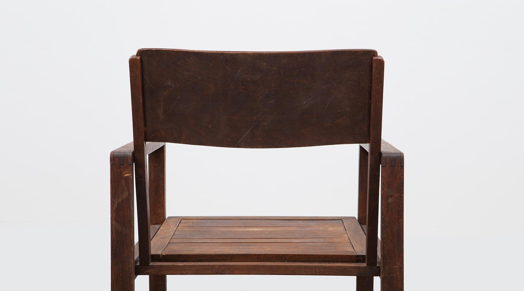 Very Rare 1920s Stained Beech Chair by Erich Dieckmann 'b' 1