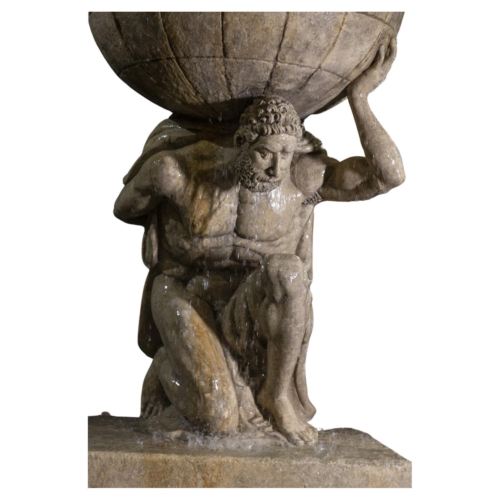 Seltener antiker großer antiker großer Brunnen – luxuriöser, aufgearbeiteter italienischer Kalksteinstatuenbrunnen im Angebot