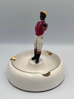 Very Rare 1930's Art Deco 21 Club Metal & Ceramic Jockey Equestrian Ashtray