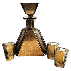 Very Rare 1930s Art Deco Decanter Set with Dancing Girls