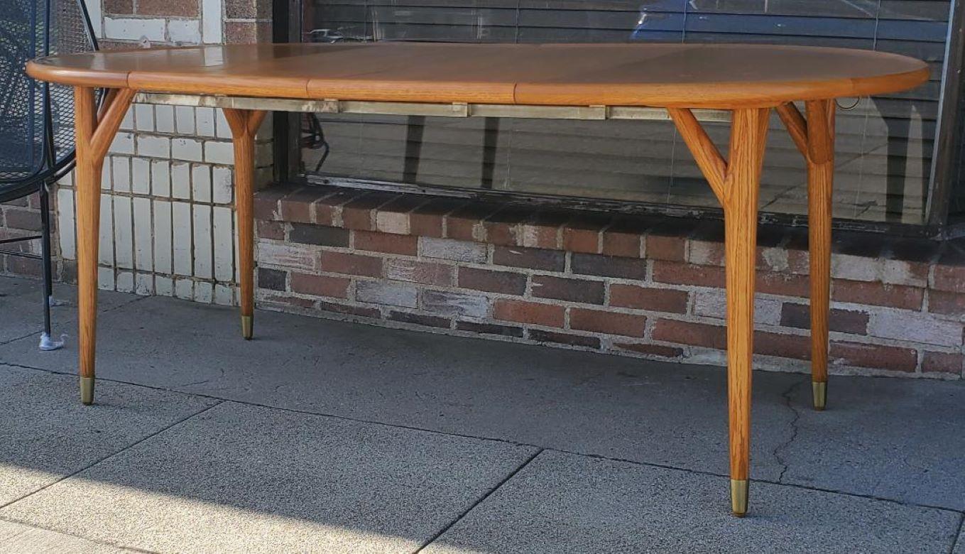 Wood Very Rare 1950s Expandable Paul Laszlo Dining Table with 2 Leaves For Sale