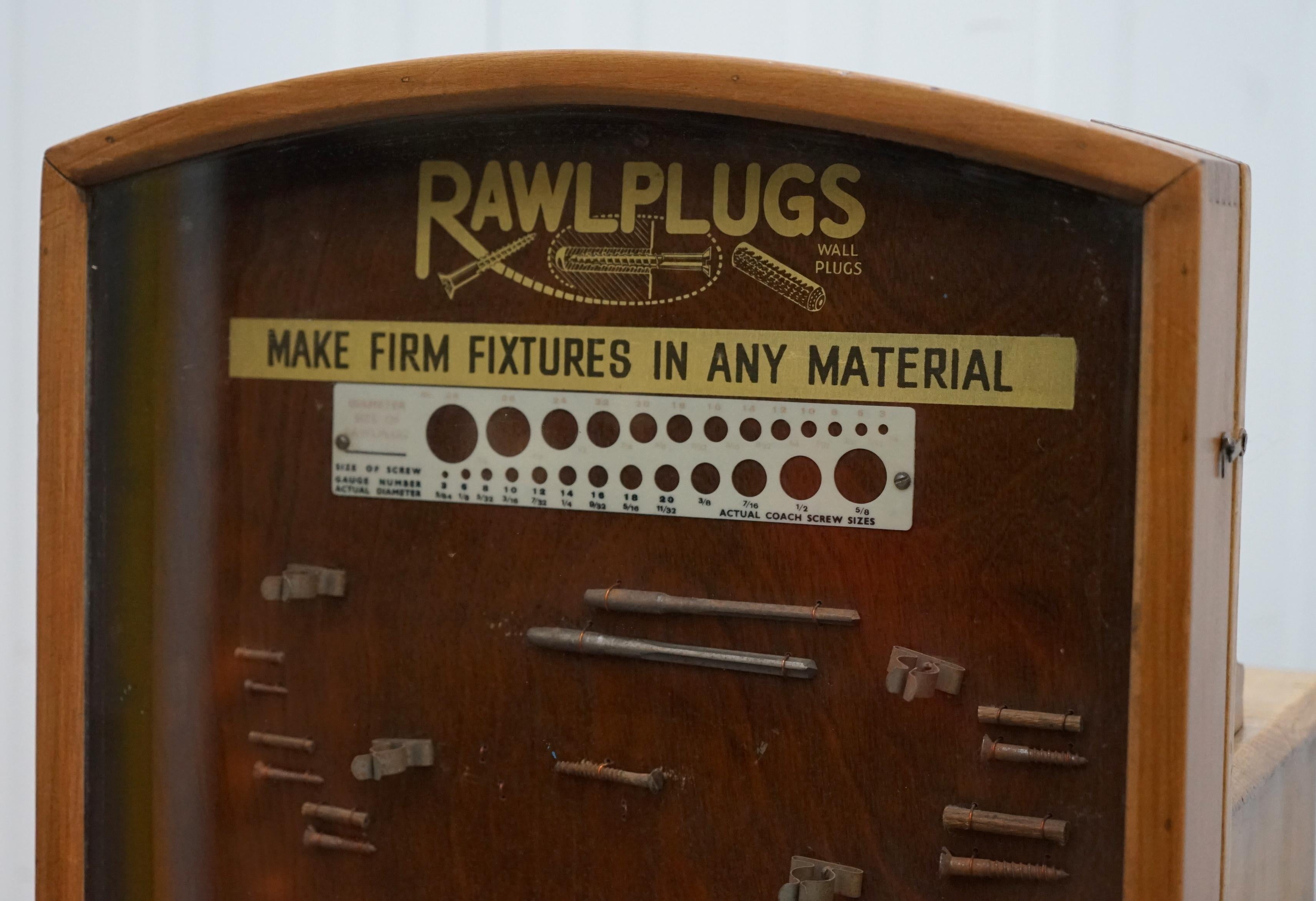 Rarísimo armario de venta de tapones Rawl de los años 50 con cajones y sección de exposición Inglés en venta