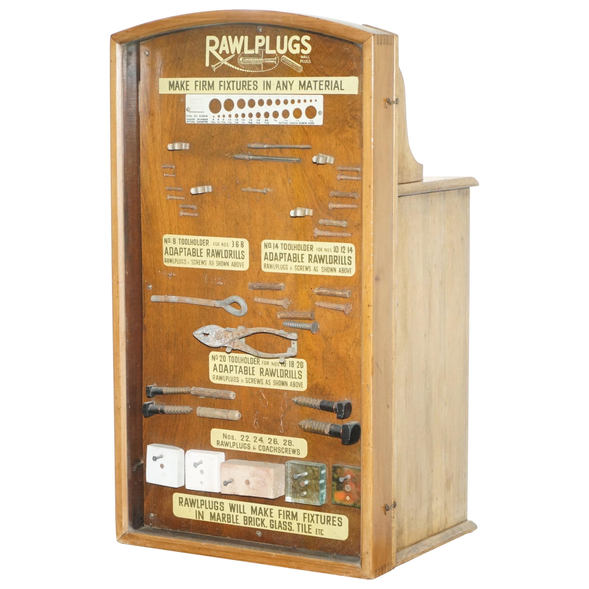 Very Rare 1950s Rawl Plug Sales Cabinet with till Drawers and Display Section For Sale