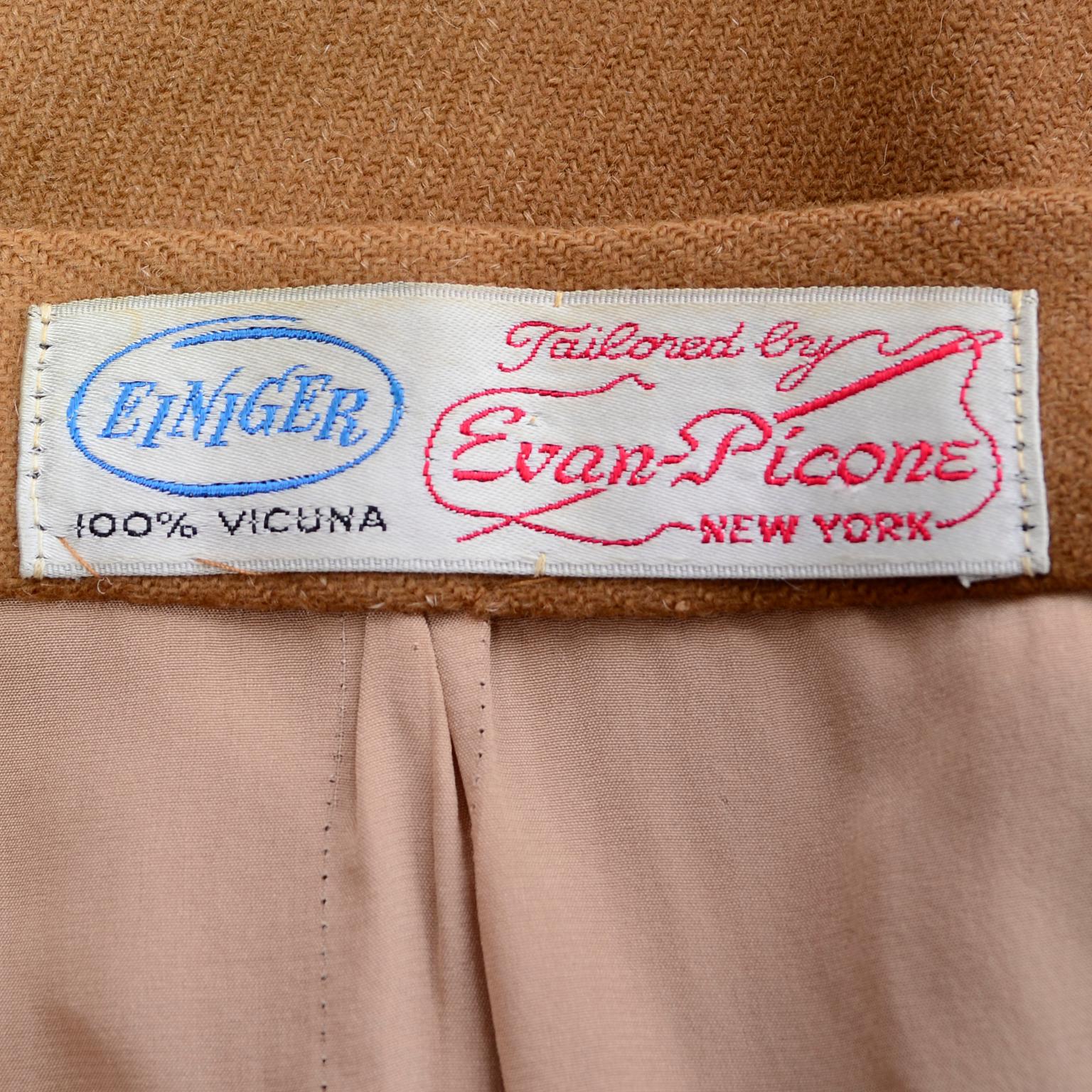 Seltener 1950er Vintage Evan Picone 100 % Vicuna Toffee Brauner schlanker Rock im Angebot 3