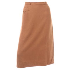 Very Rare 1950s Vintage Evan Picone 100% Vicuna Toffee Brown Slim Skirt