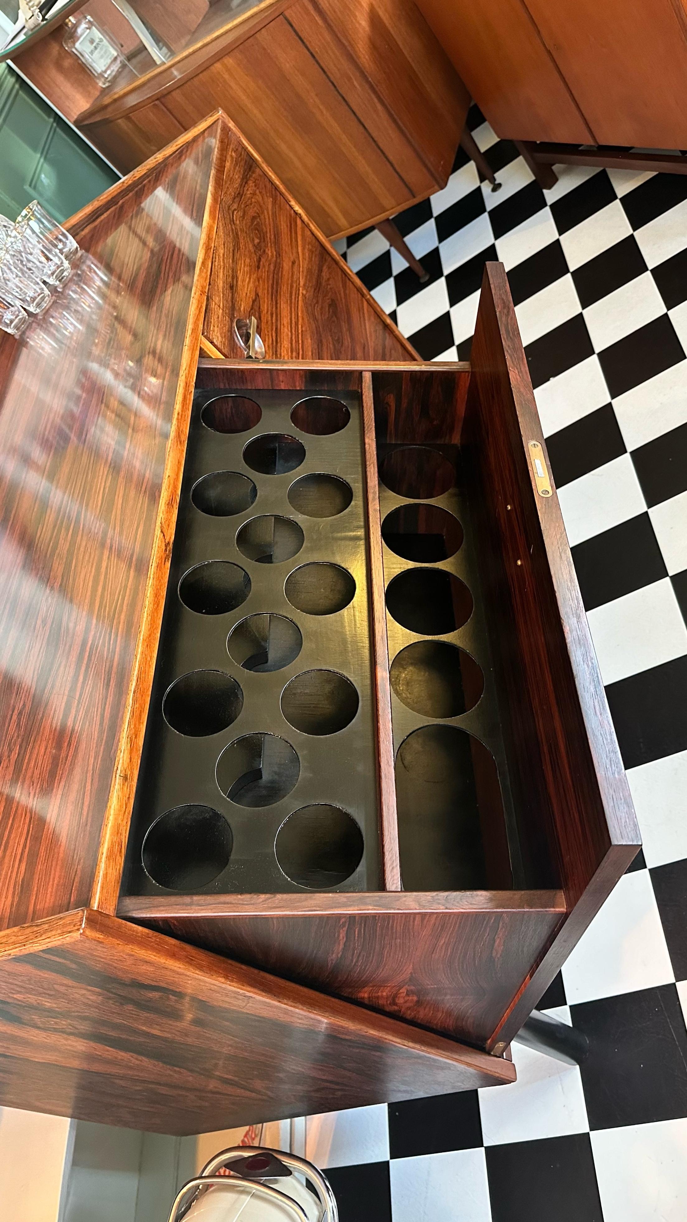 Very Rare 1960’s Mid-Century Danish Rosewood Drinks Cabinet / Bar with Fridge 1