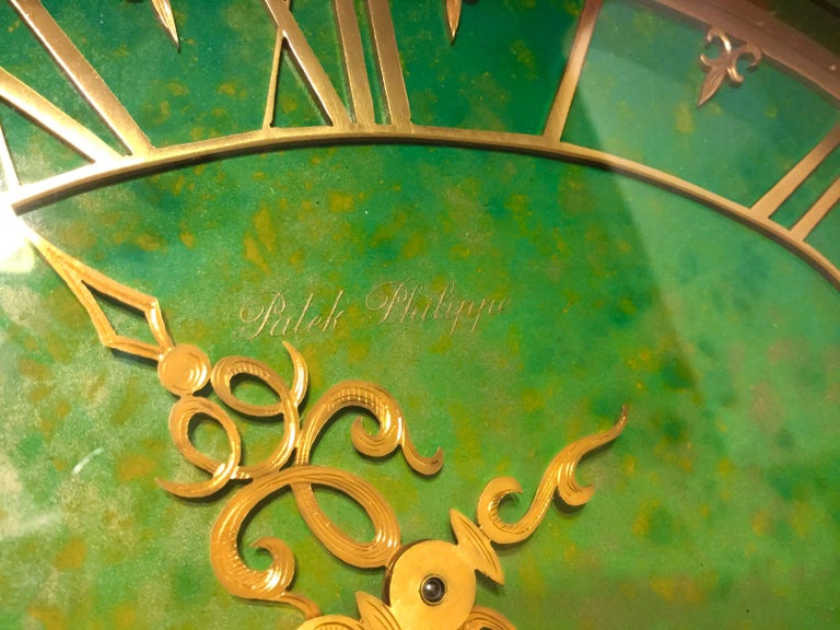 Crisscut  1960s Patek Philippe Jade Swan Mantle Solar Clock, Largest known For Sale