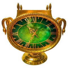 Vintage  1960s Patek Philippe Jade Swan Mantle Solar Clock, Largest known