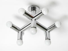 Sehr seltene 1960er A Space Age Chrome Deckenlampe von J.T. Kalmar Österreich
