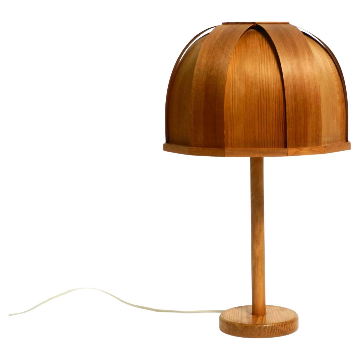 Very rare 1970s Swedish pine bent veneer table lamp by GB Solbackens Svarveri For Sale