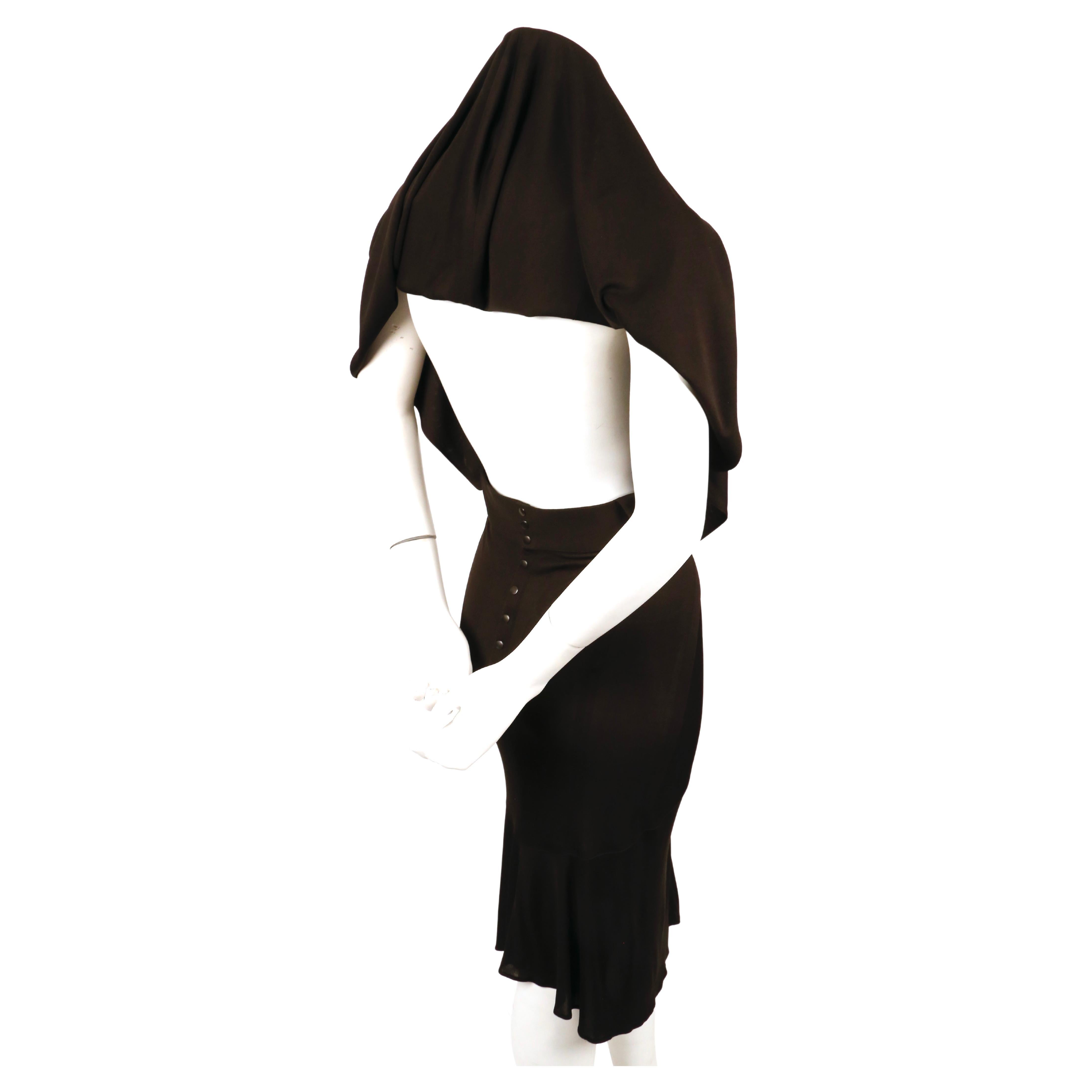 very rare 1984 AZZEDINE ALAIA iconic hooded jersey dress For Sale 9