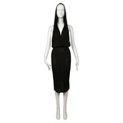 very rare 1984 AZZEDINE ALAIA iconic hooded jersey dress