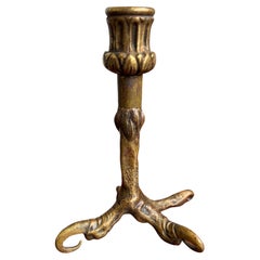 Seltener antiker Bronze-Kerzenhalter mit kalt bemalter Adlerklaue aus dem 19. Jahrhundert