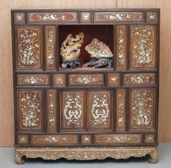 Very Rare 19th Century Chinese Mother of Pearl Inlaid Cabinet Cupboard Drawers