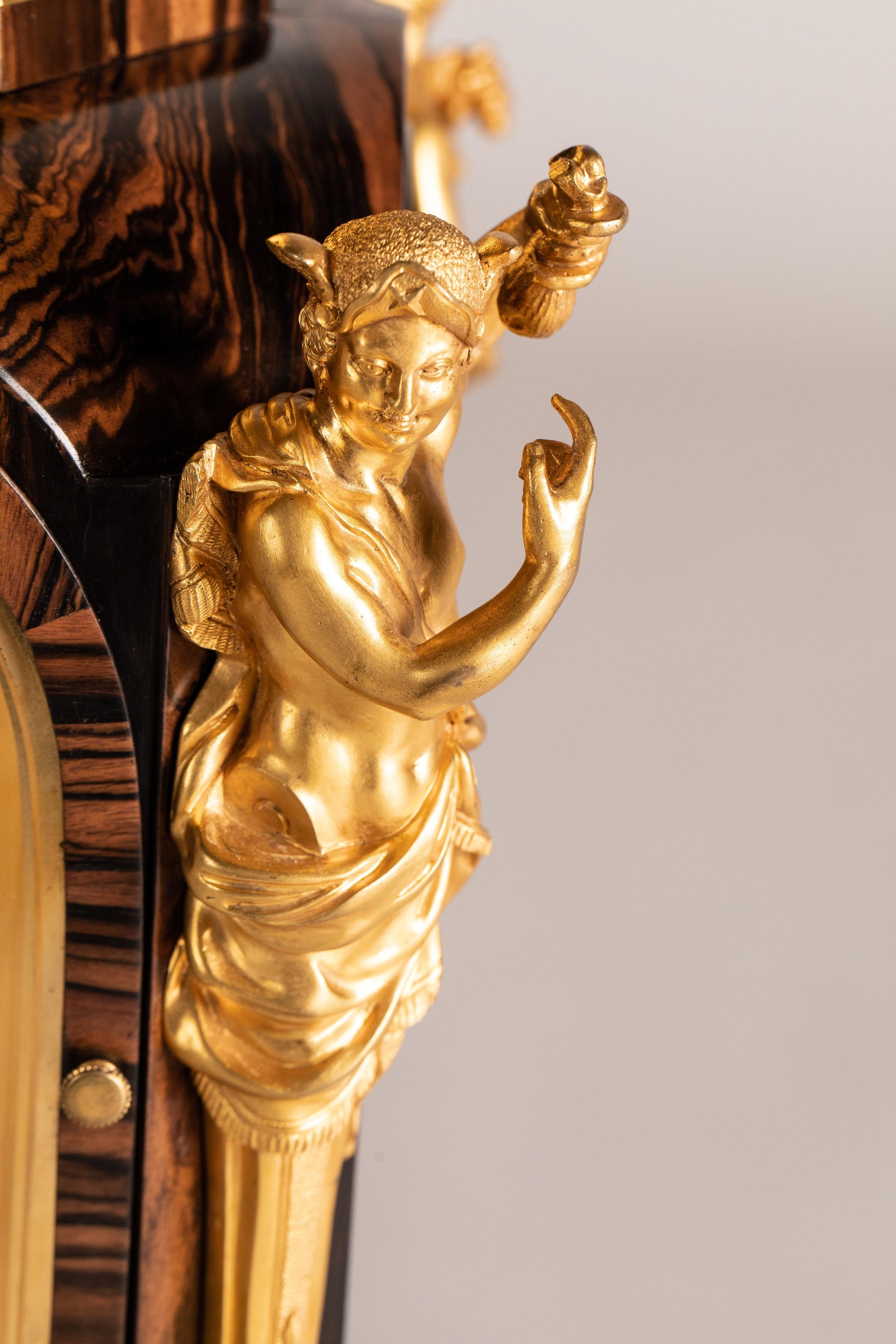 Very Rare 19th Century Coromandel Veneered Year-Running Clock by Thomas Cole For Sale 2