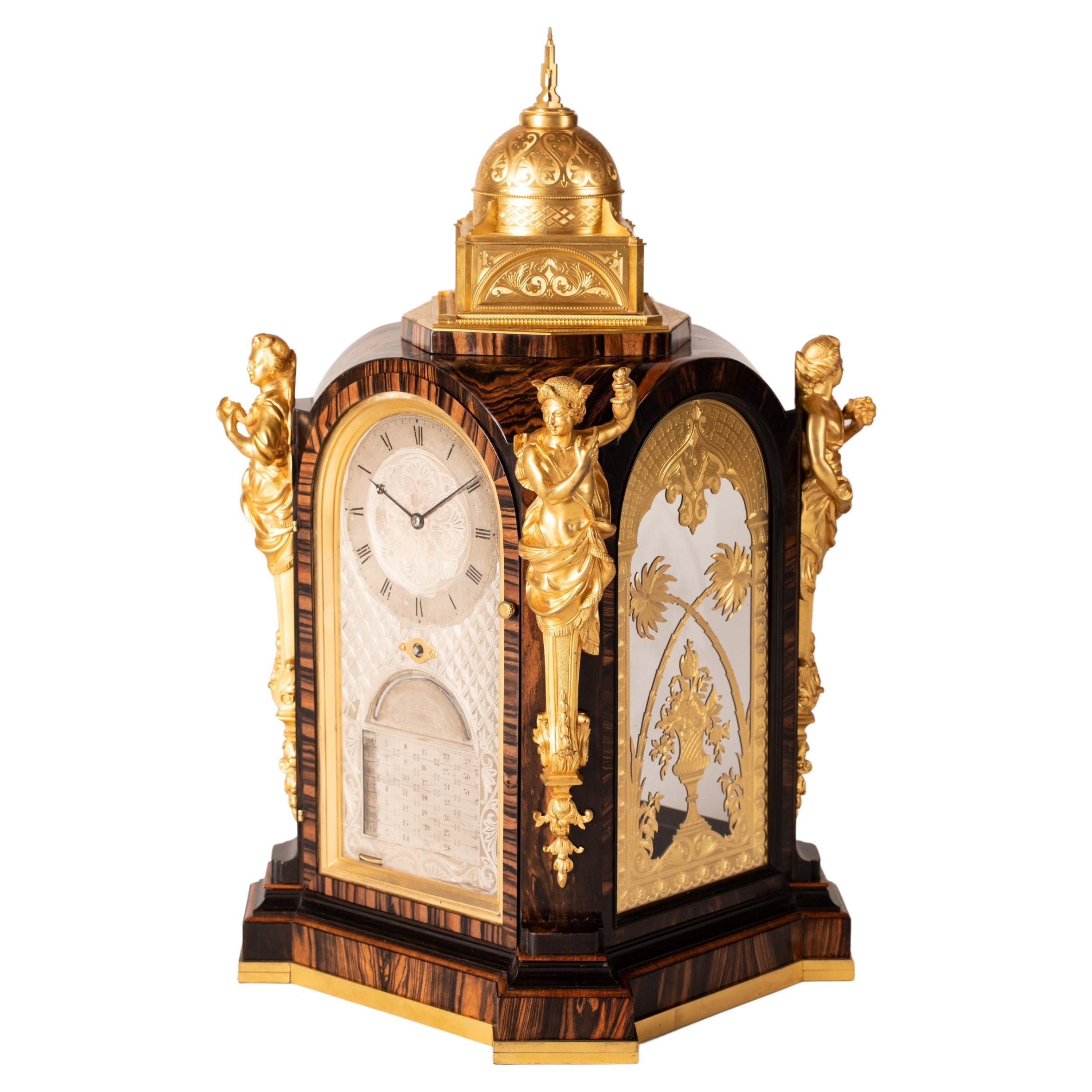 Very Rare 19th Century Coromandel Veneered Year-Running Clock by Thomas Cole