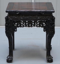 Very Rare 19th Century Hand Carved Qing Dynasty Chinese Hongmu Jardinière Stand