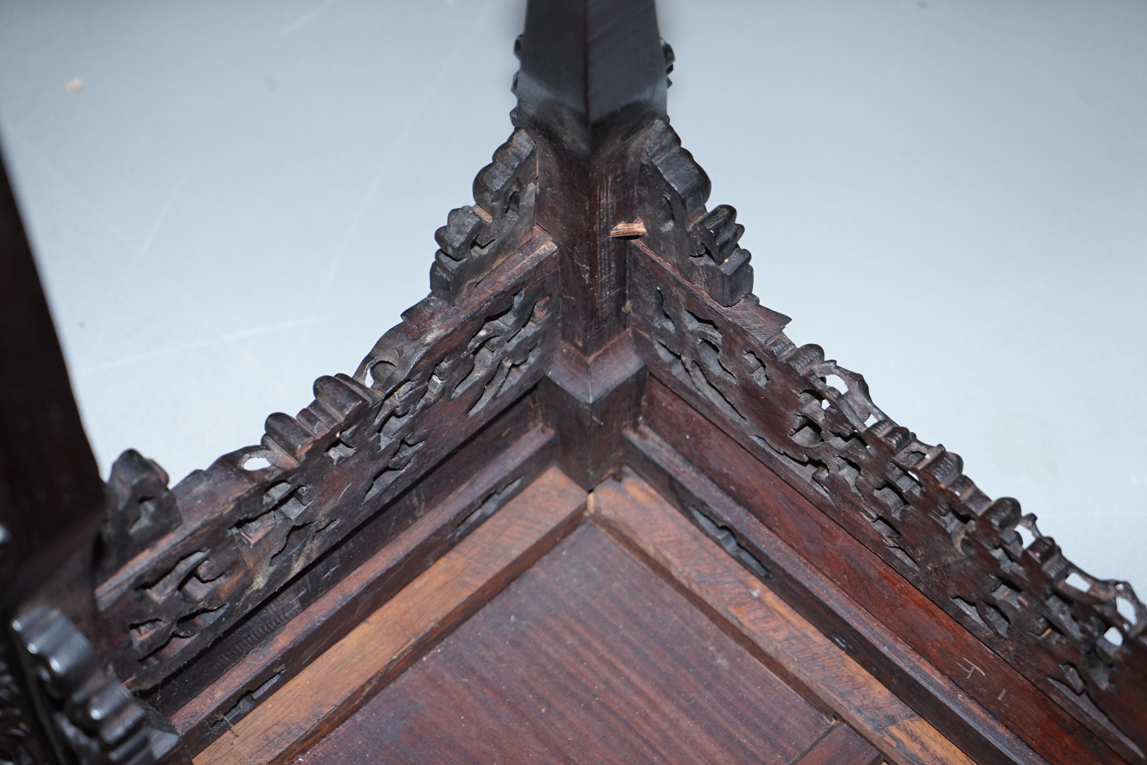 Very Rare 19th Century Hand Carved Qing Dynasty Chinese Hongmu Jardinière Stand For Sale 15