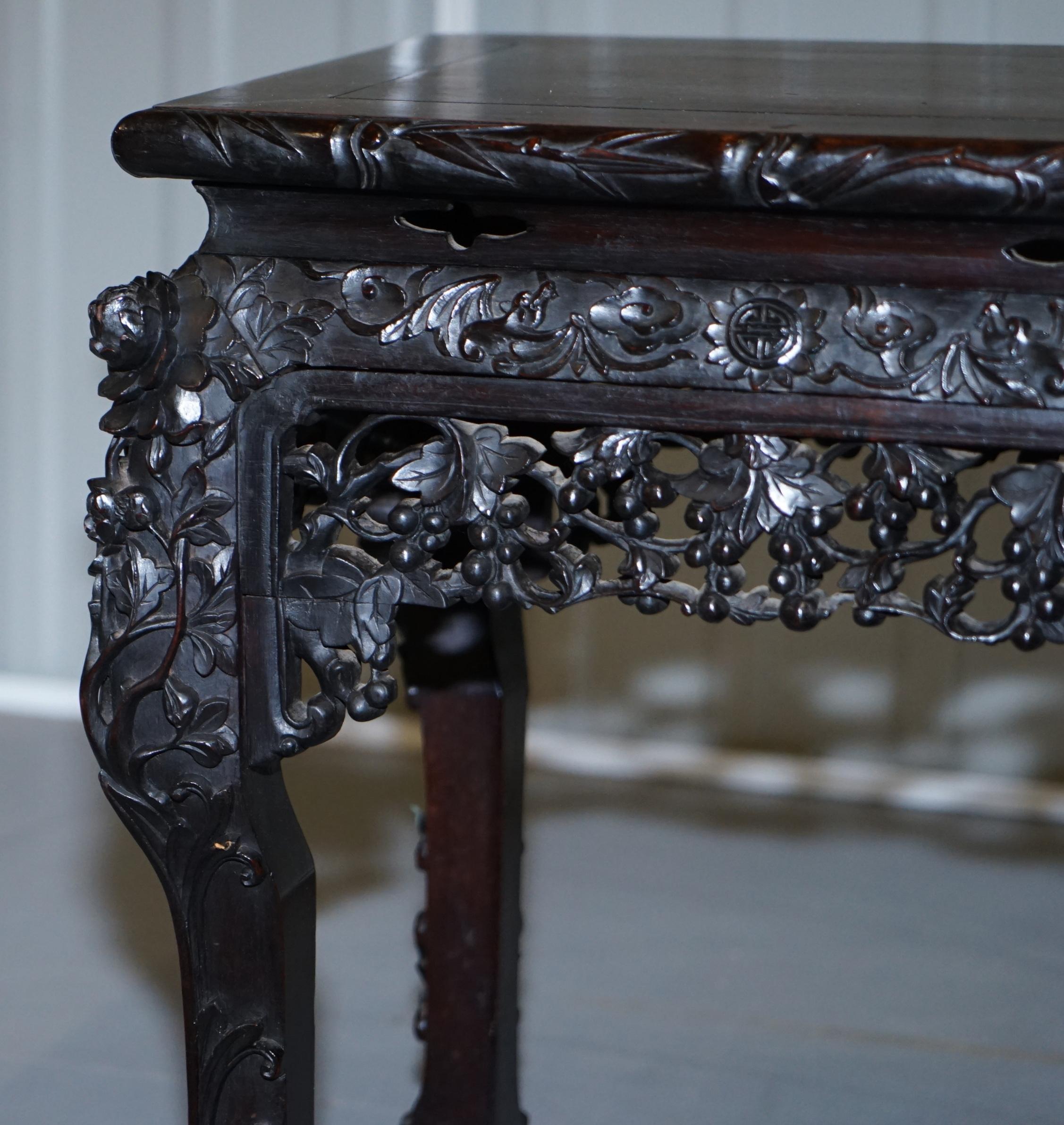 Very Rare 19th Century Hand Carved Qing Dynasty Chinese Hongmu Jardinière Stand For Sale 3