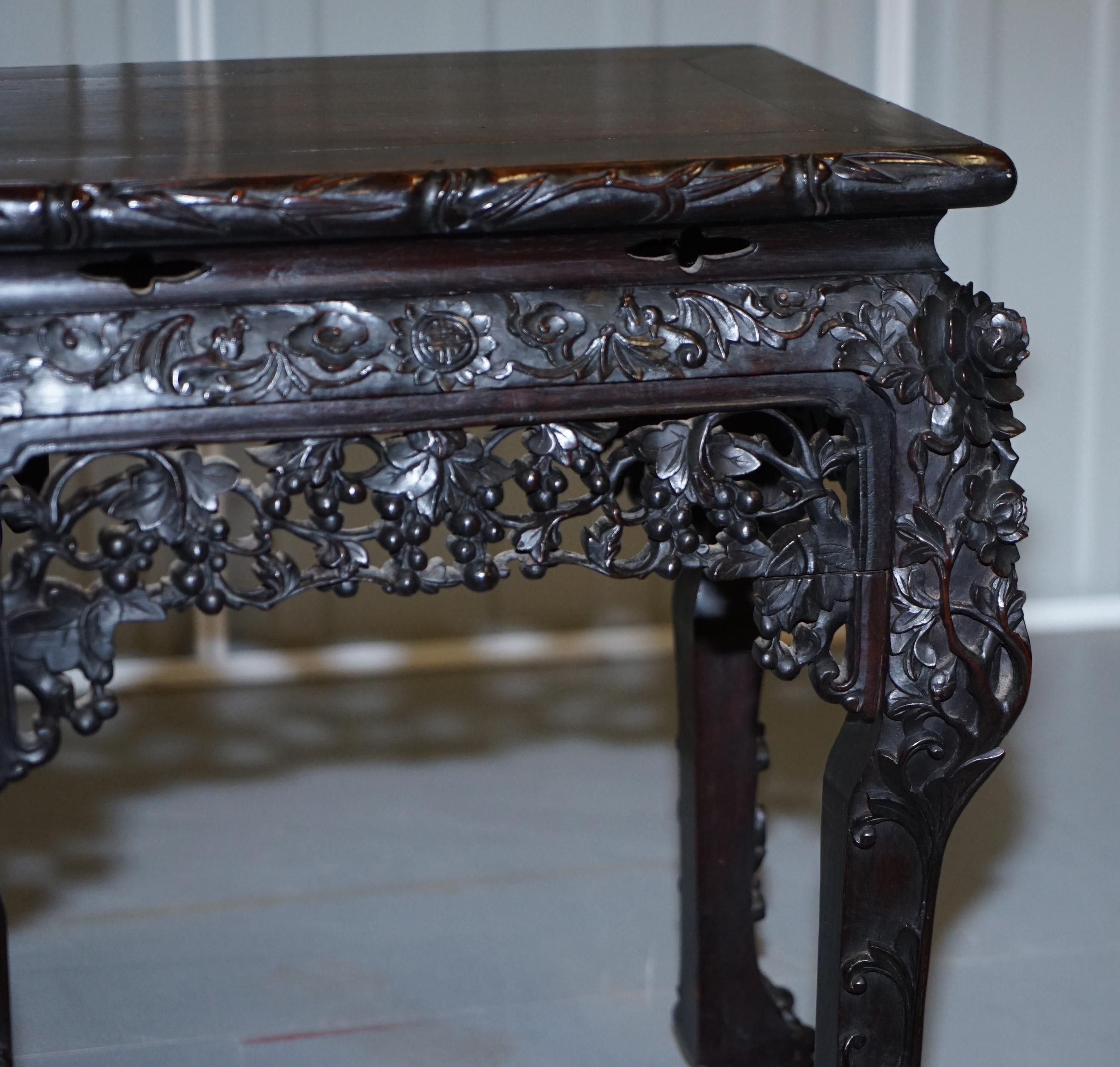 Very Rare 19th Century Hand Carved Qing Dynasty Chinese Hongmu Jardinière Stand For Sale 4