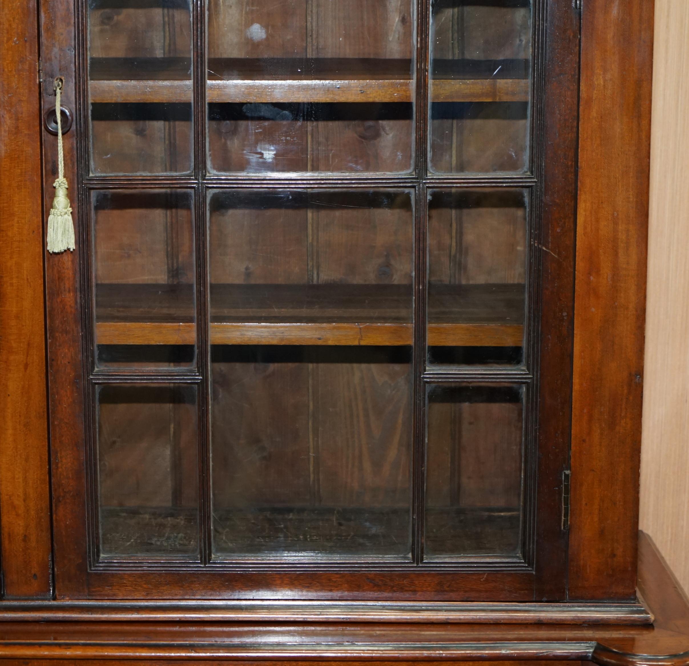 Very Rare 19th Century Victorian Ornately Carved Mahogany Library Study Bookcase 5