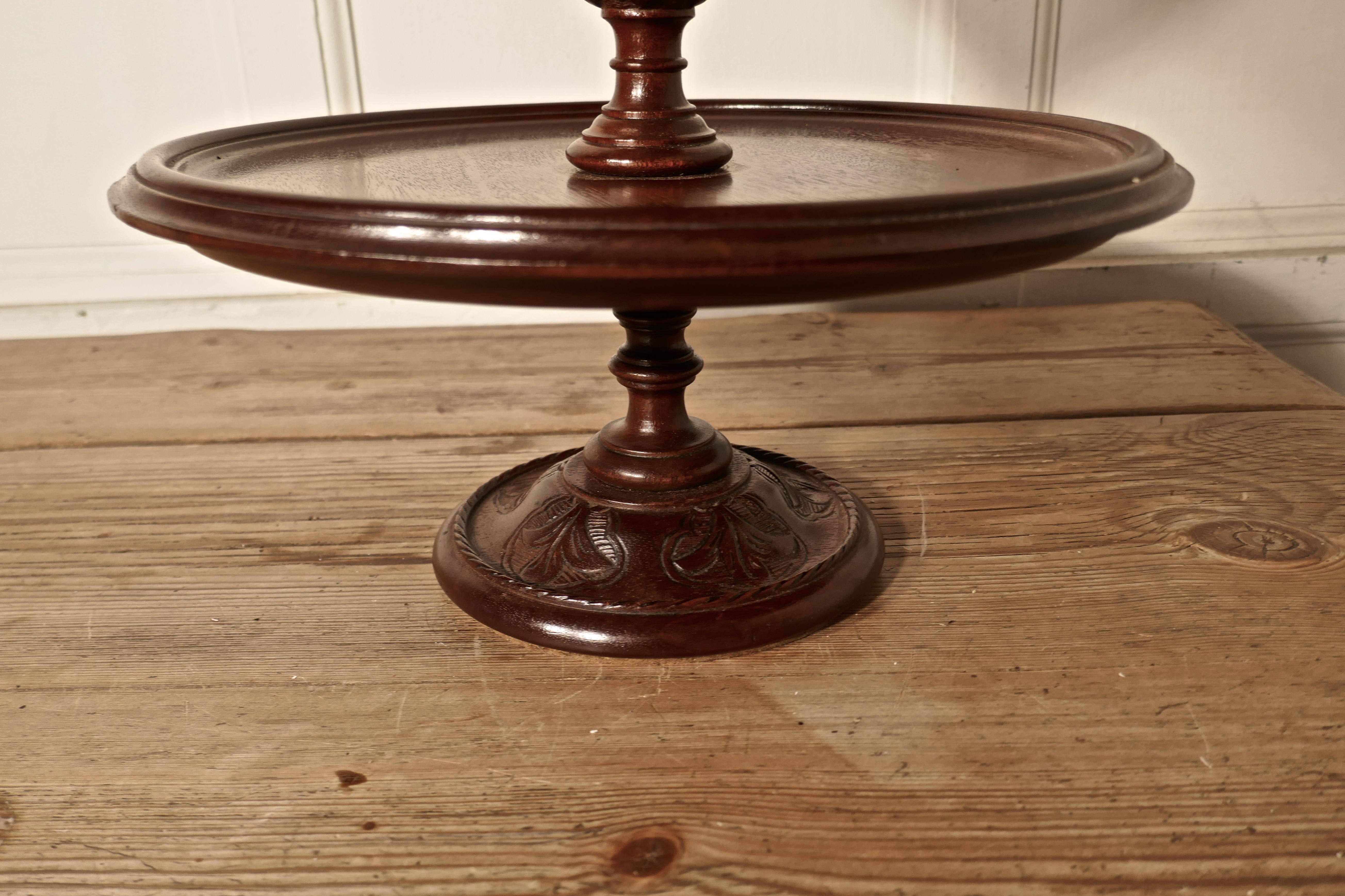 Very Rare 2 Tier Mahogany Lazy Susan For Sale 1