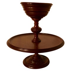 Antique Very Rare 2 Tier Mahogany Lazy Susan