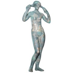 Antique Very Rare 200-300 AD Roman Bronze Statue of Italian Nude Lady Stunning Patina
