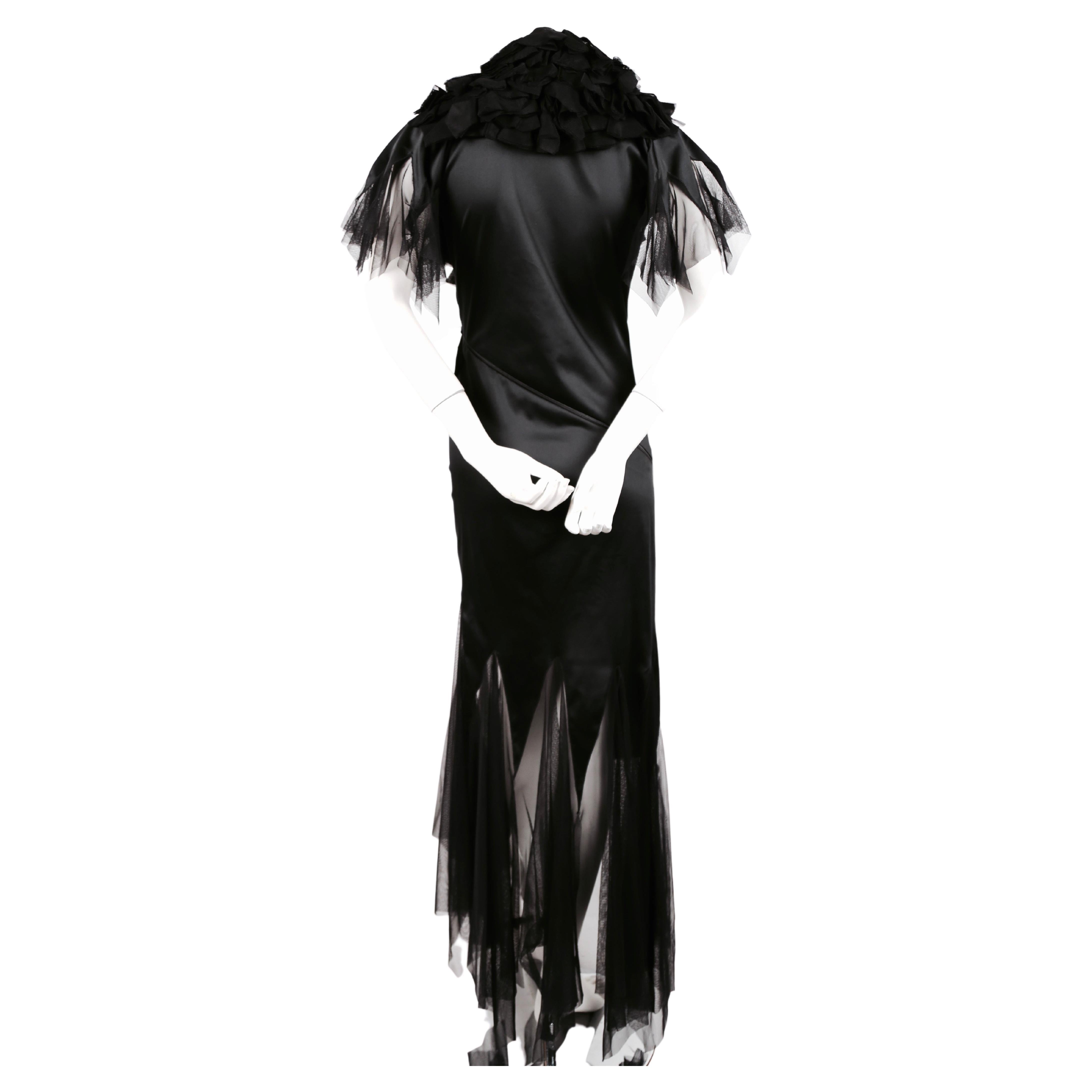 Black very rare 2001 ALEXANDER MCQUEEN RUNWAY dress with spiral zipper & tulle ruffles