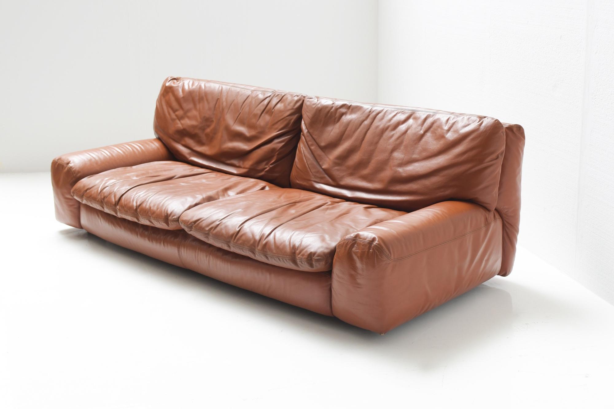 Italian Very Rare 3 Seat Bengodi Leather Sofa by Cini Bouri for Arflex
