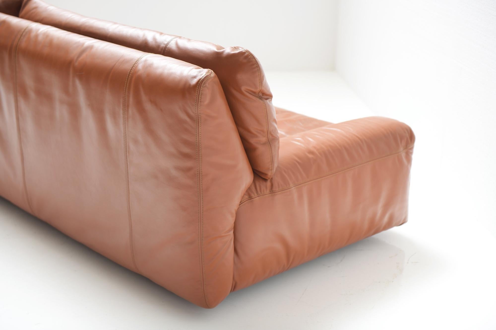 20th Century Very Rare 3 Seat Bengodi Leather Sofa by Cini Bouri for Arflex