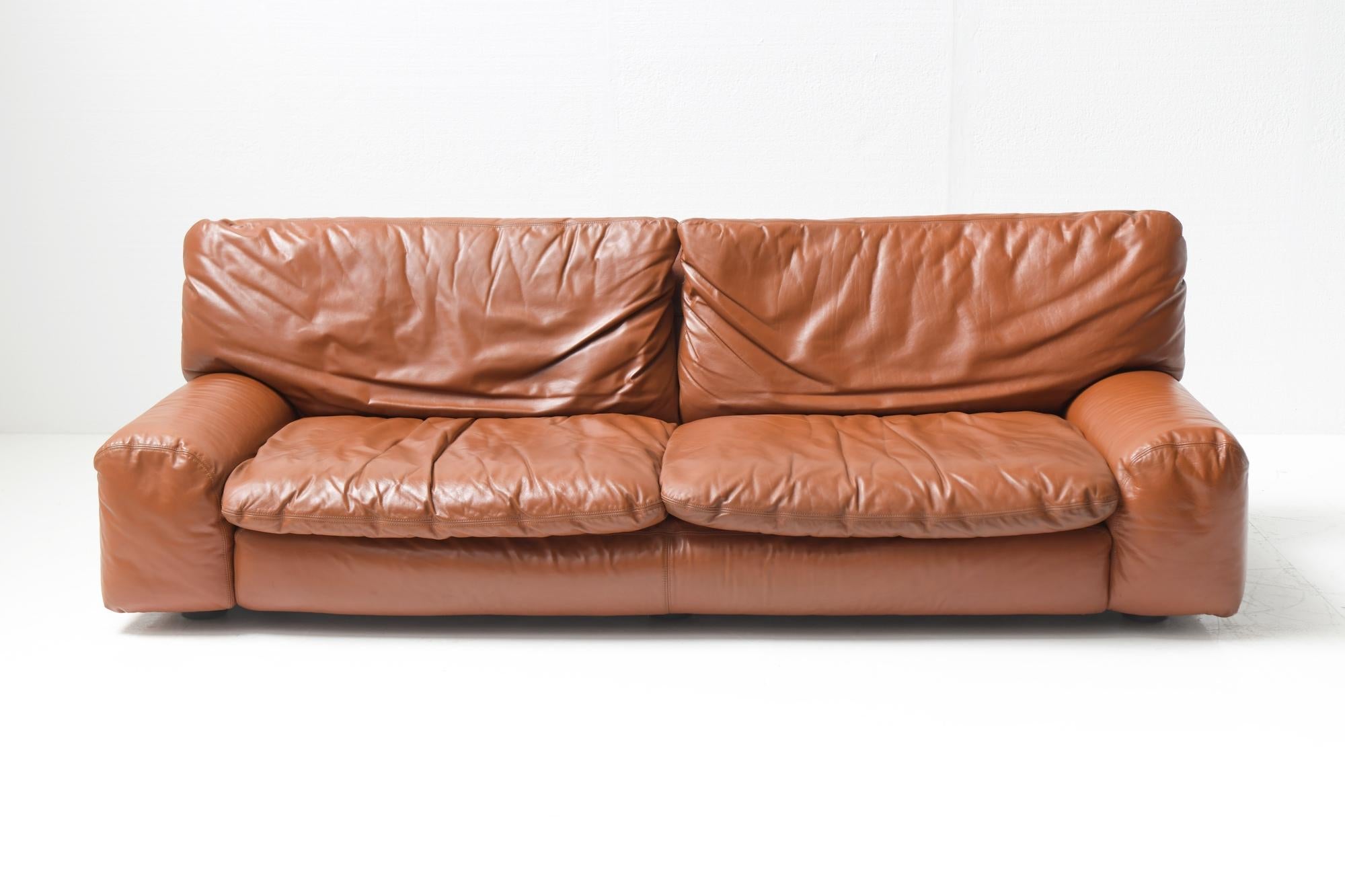 Very Rare 3 Seat Bengodi Leather Sofa by Cini Bouri for Arflex 2