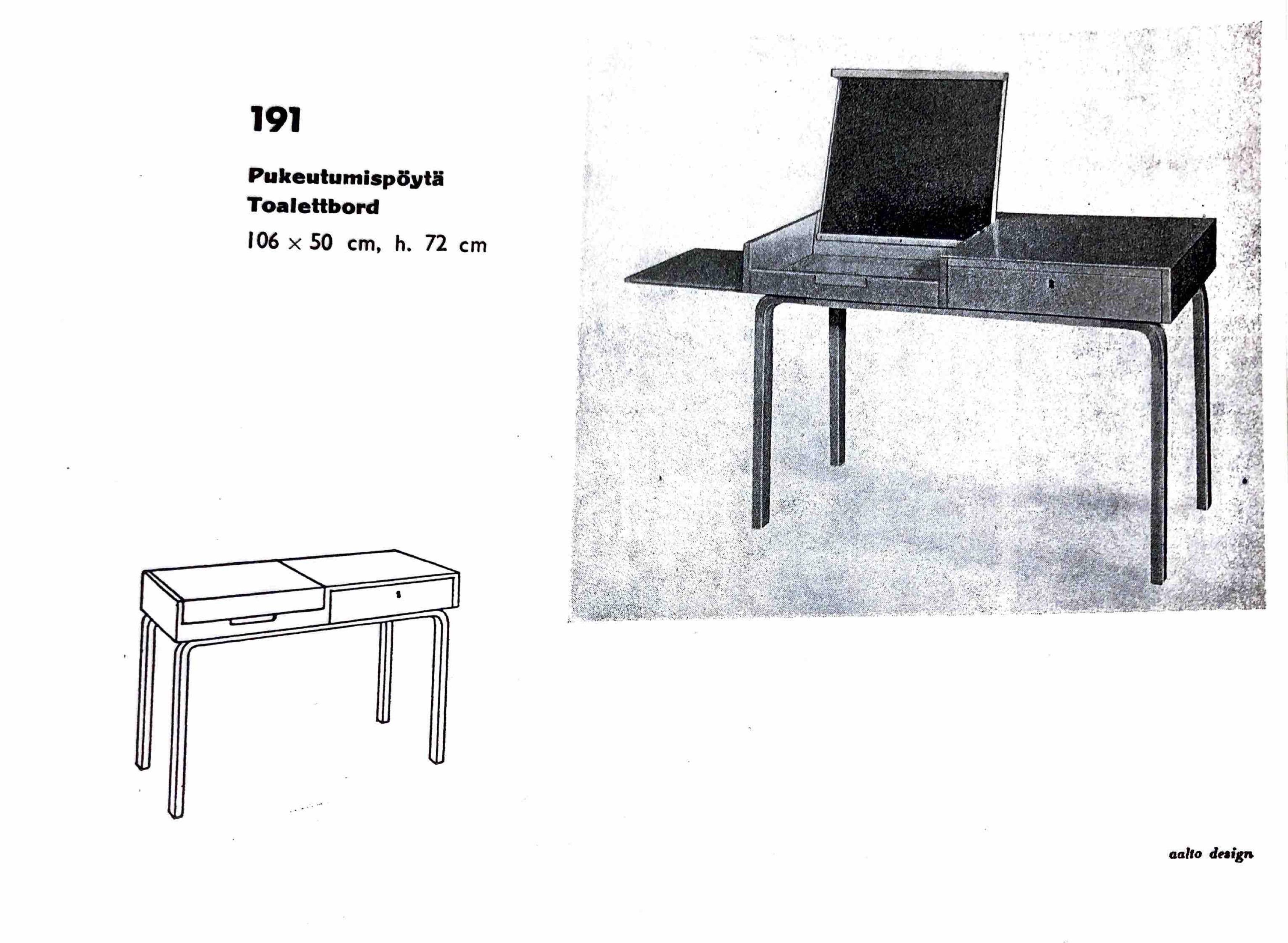 Mid-20th Century Very Rare Aino Aalto Vanity Desk Model 191