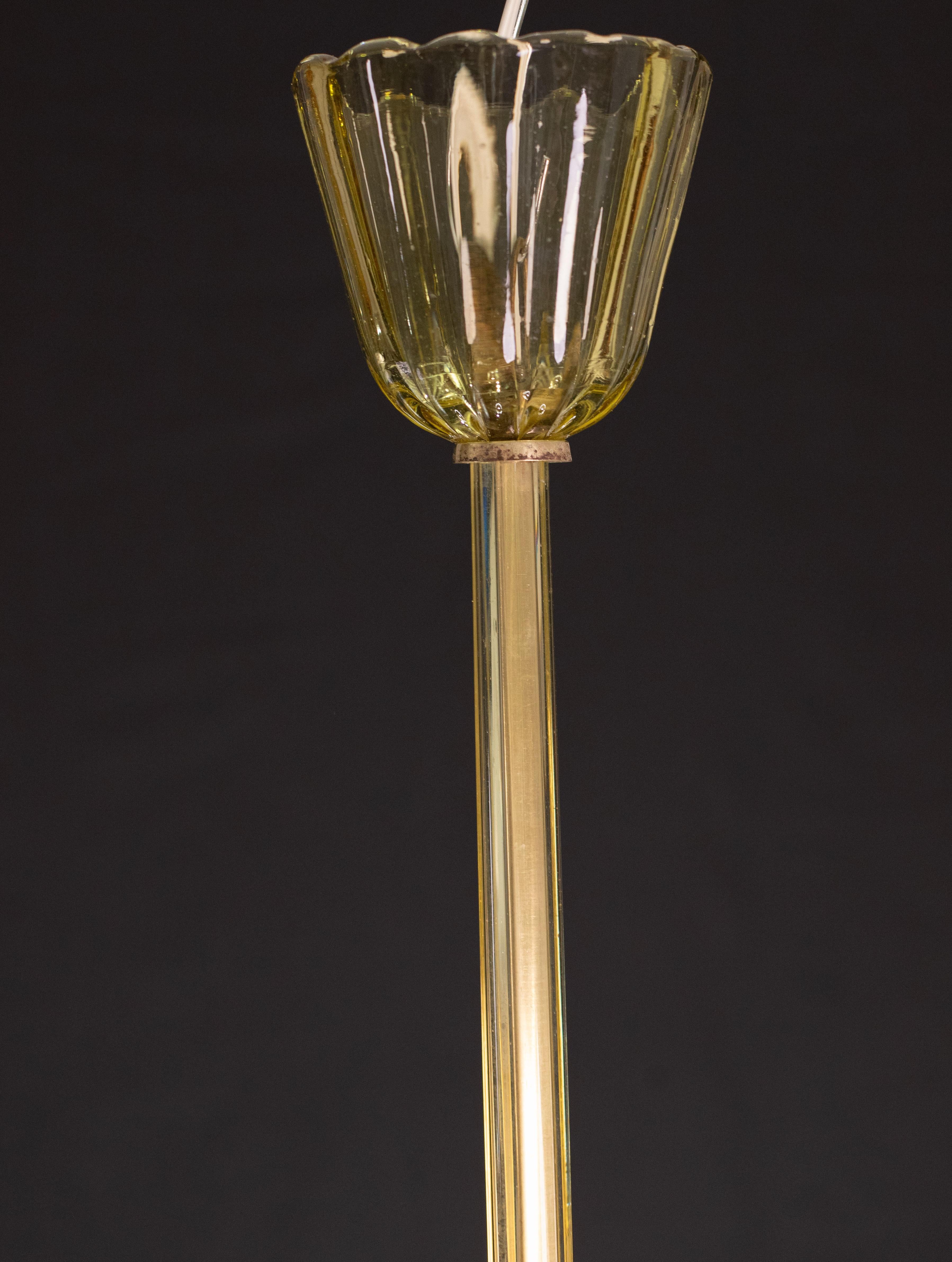 Very Rare Amber Art Deco Barovier e Toso Chandelier, 1940 For Sale 4
