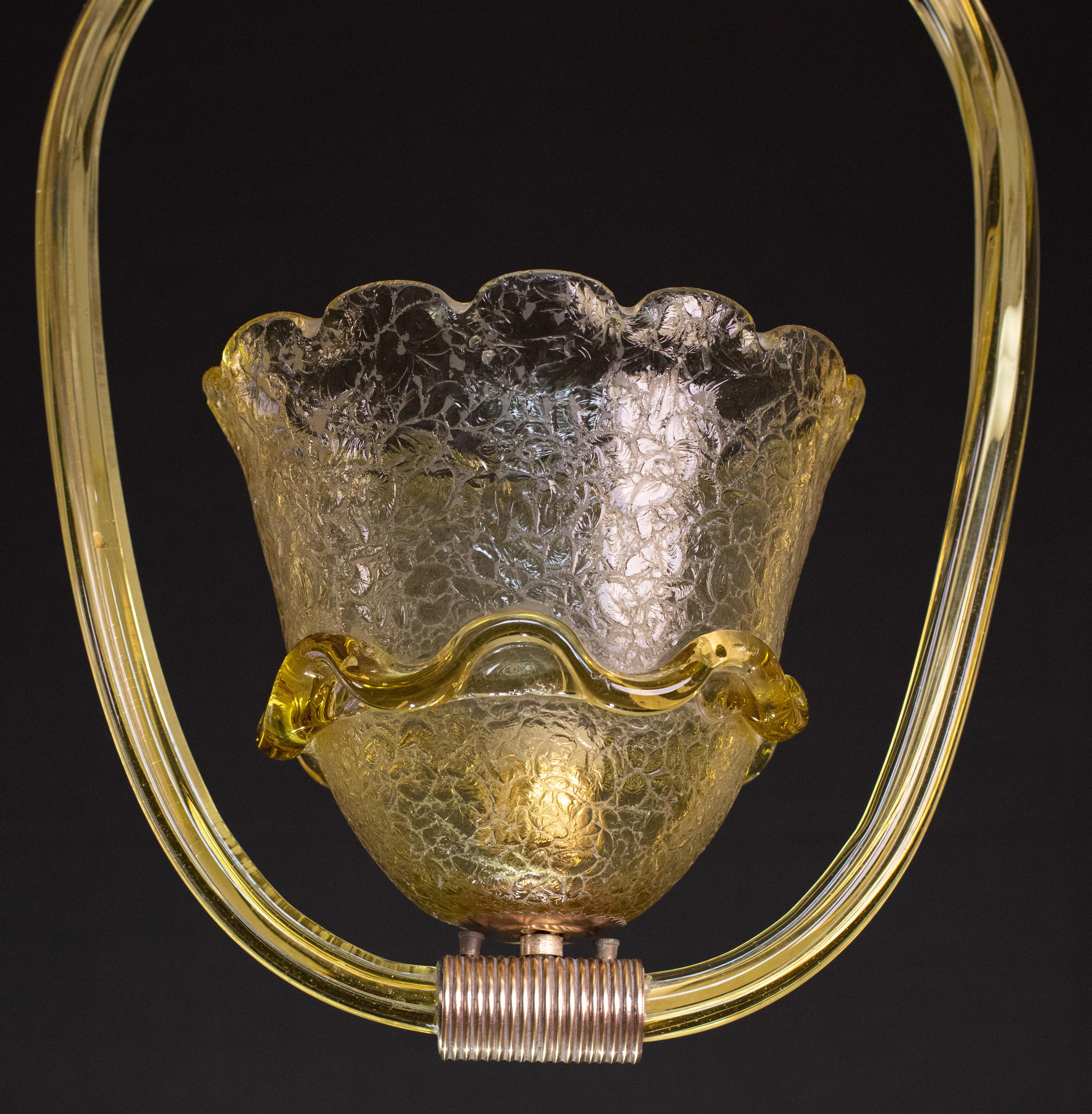 Very Rare Amber Art Deco Barovier e Toso Chandelier, 1940 For Sale 6