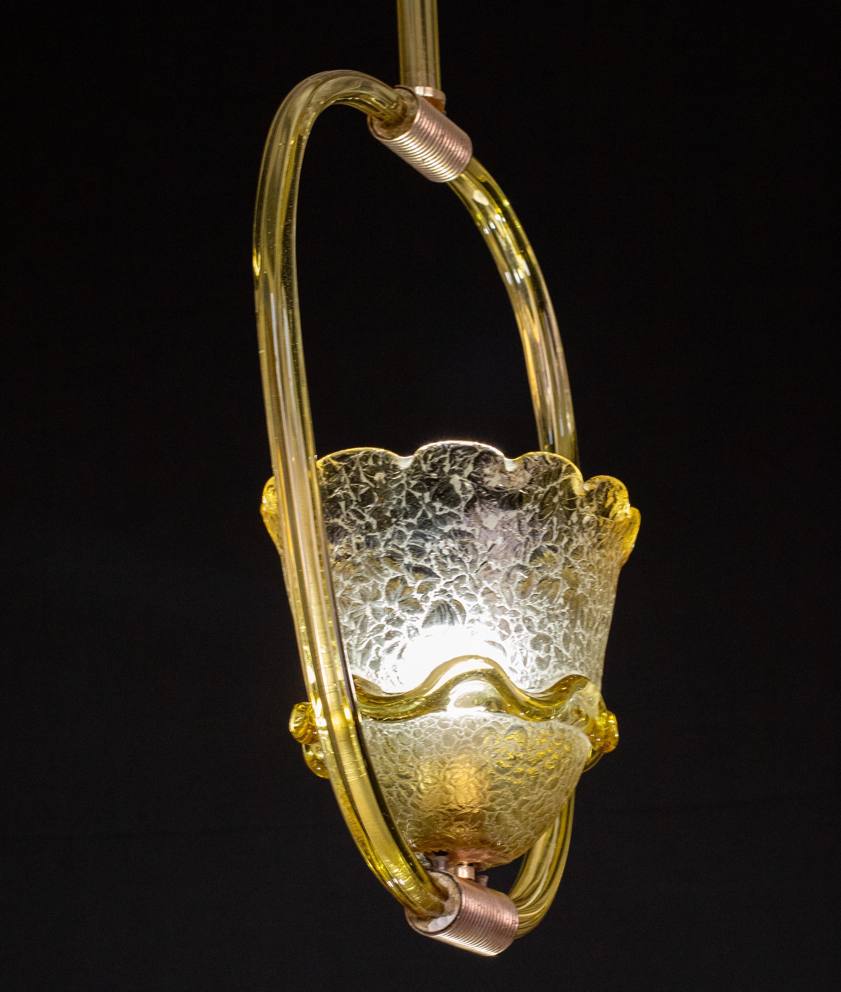 Very Rare Amber Art Deco Barovier e Toso Chandelier, 1940 For Sale 8