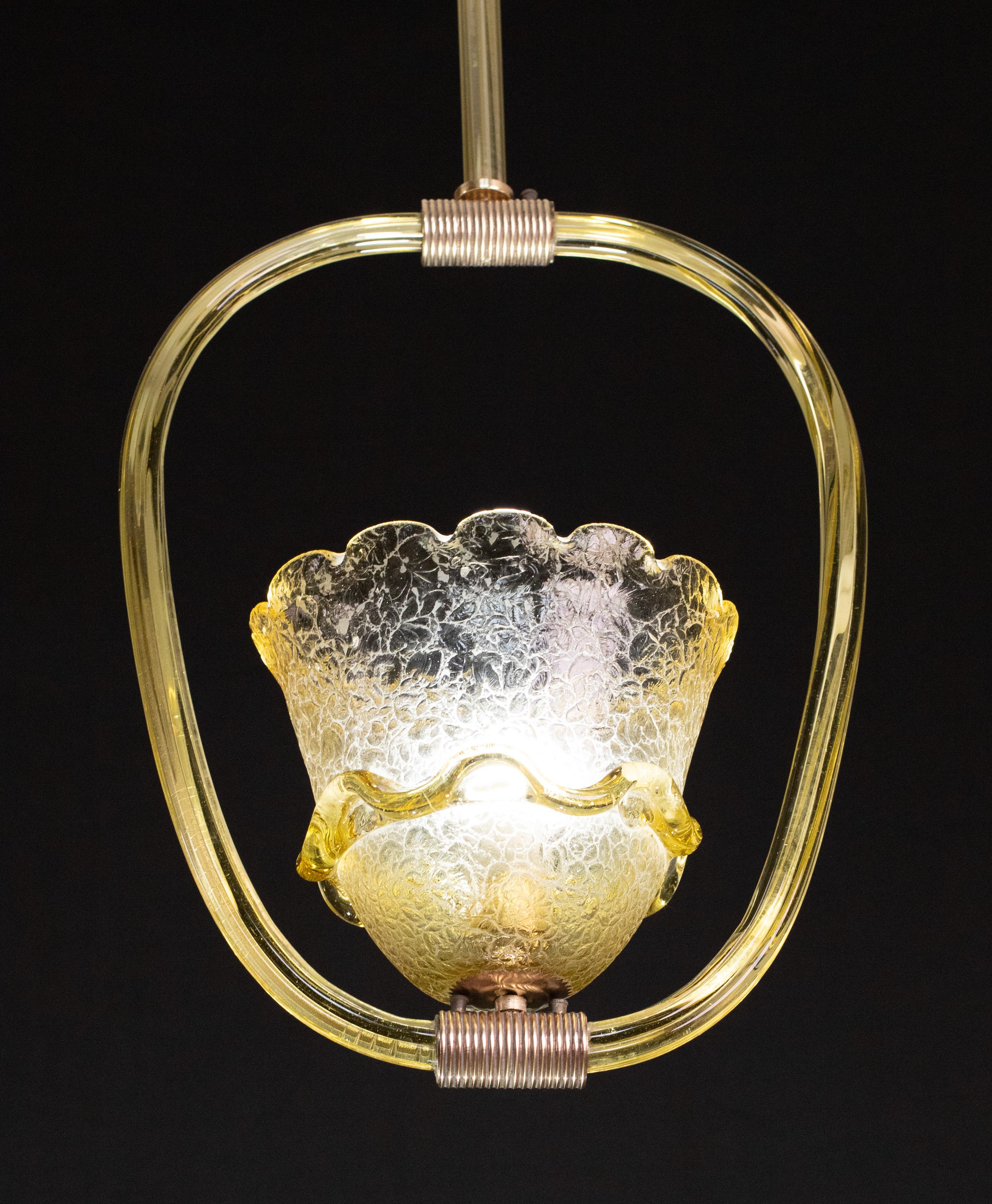 Mid-20th Century Very Rare Amber Art Deco Barovier e Toso Chandelier, 1940 For Sale